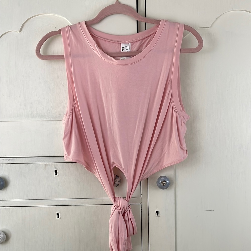 Fabletics tank Pink Tie-Up Tank Top L BNWT